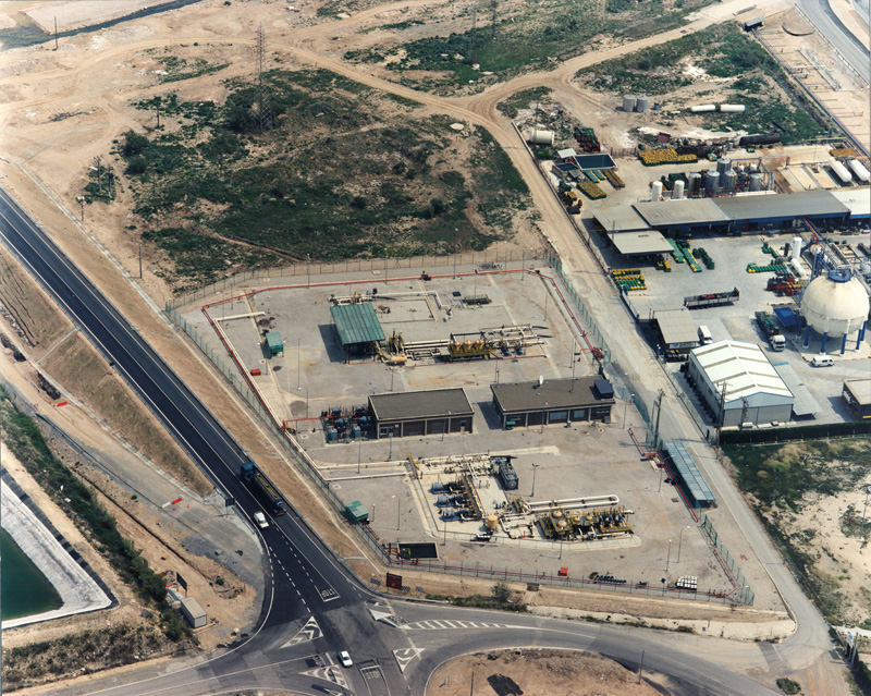 Vista aérea de la Estación de bombeo en la Pobla de Mafumet (Tarragona). (Propiedad: CLH, Archivo Histórico de CAMPSA)
